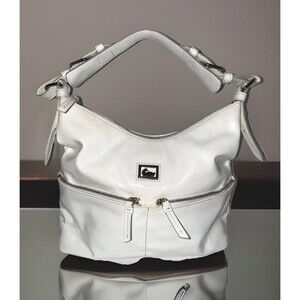 Dooney & Bourke Classic Pebbled Leather Hobo Shoulder Bag Cream Bone